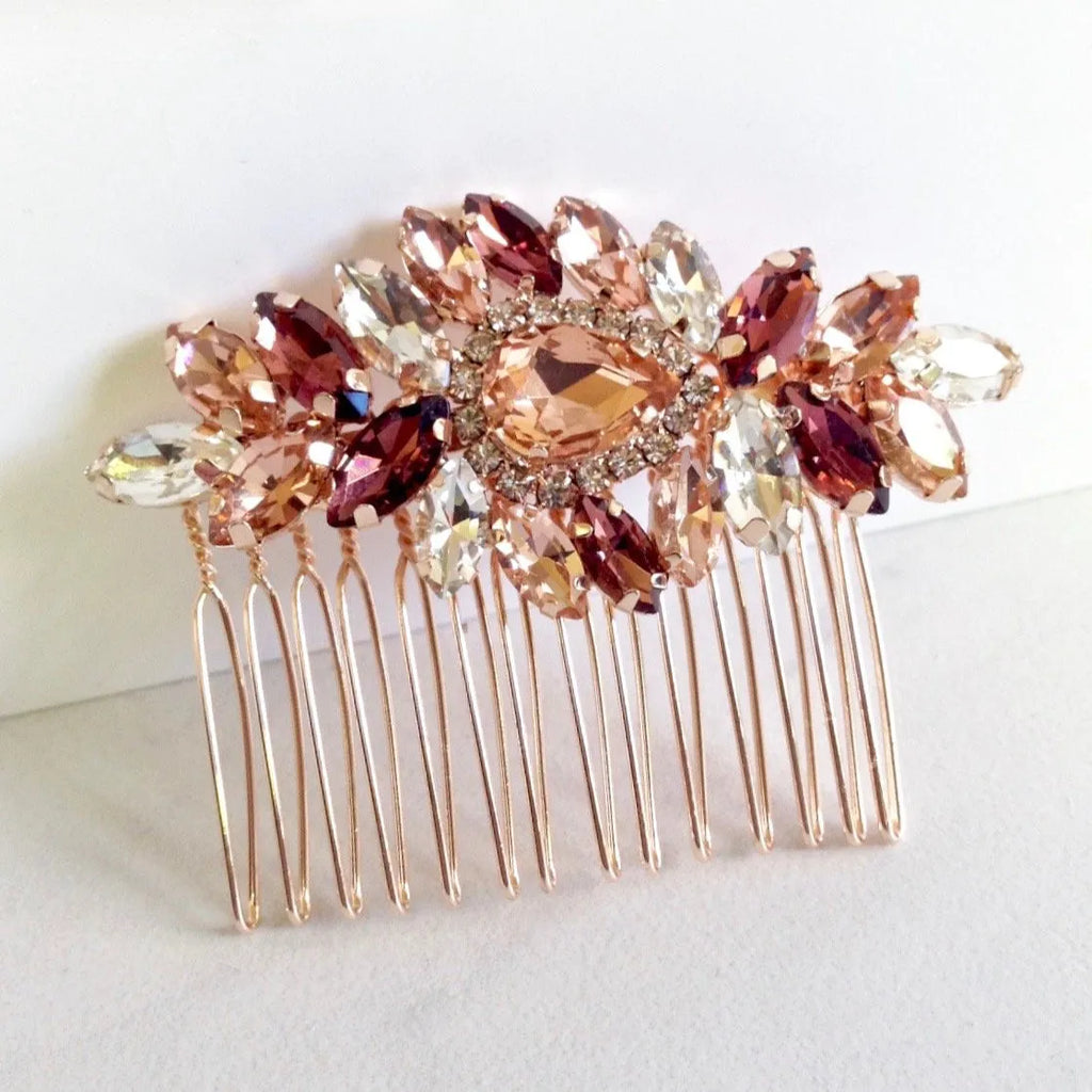 Wedding Hair Accessories - Rose Gold Pearl Bridal Hair Comb