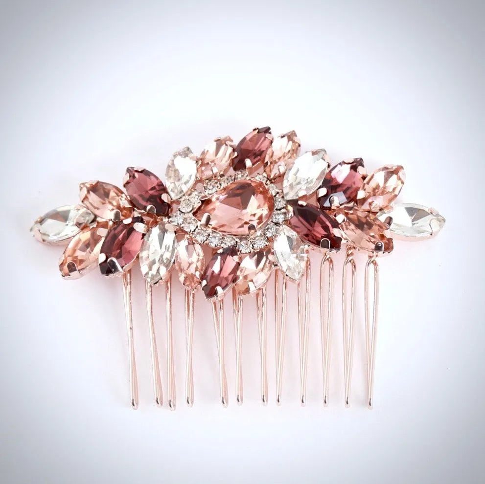 Wedding Hair Accessories - Rose Gold Pearl Bridal Hair Comb