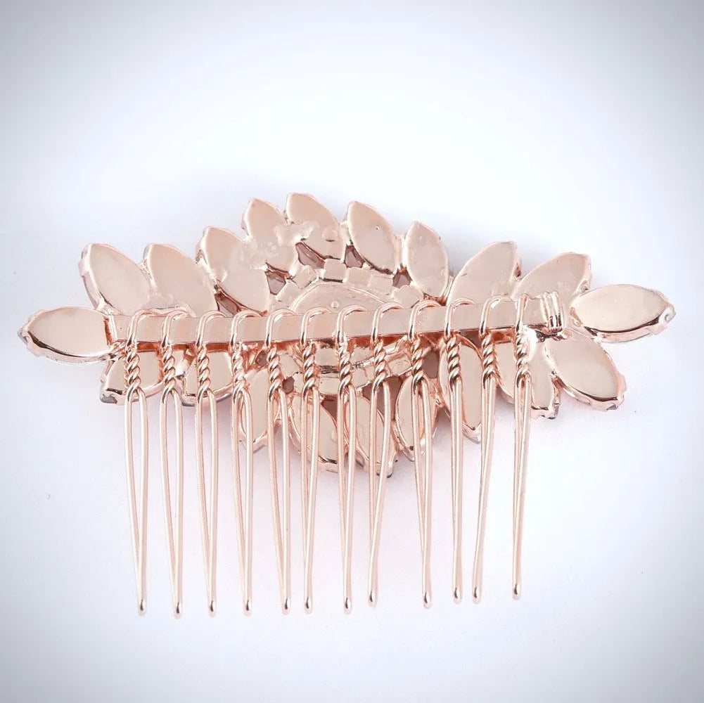 Wedding Hair Accessories - Rose Gold Pearl Bridal Hair Comb