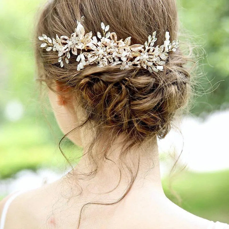 Wedding Hair Accessories - Rose Gold Pearl Bridal Hair Comb