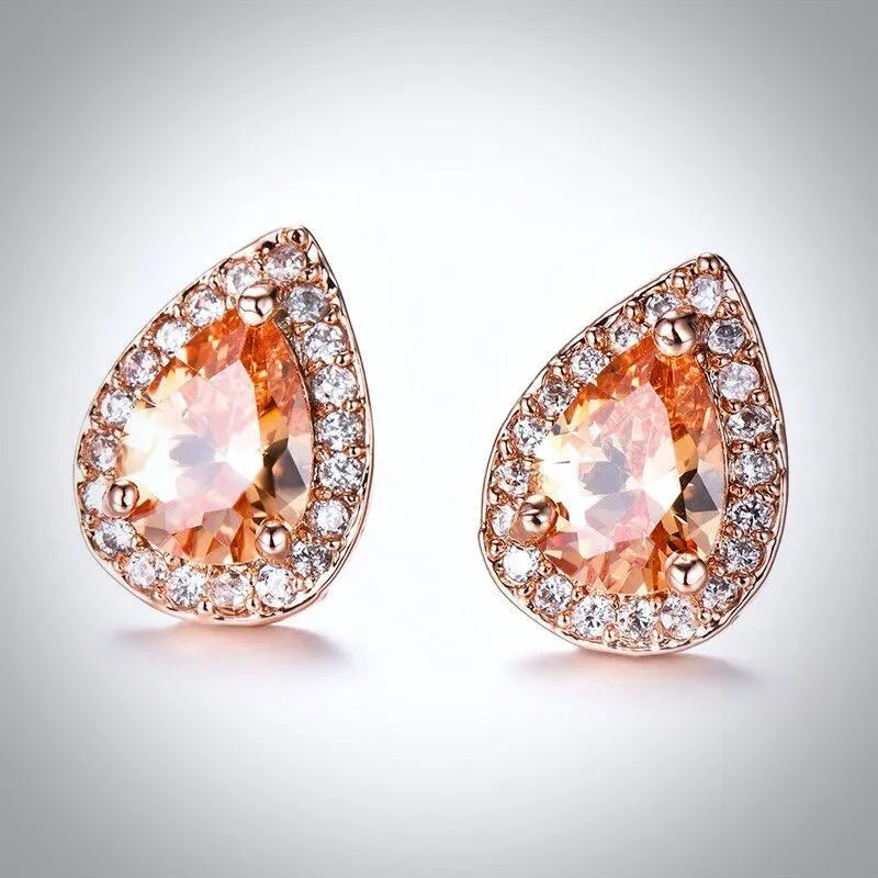 Wedding Jewelry - Rose Gold Bridal Earrings, Bridesmaids Gift