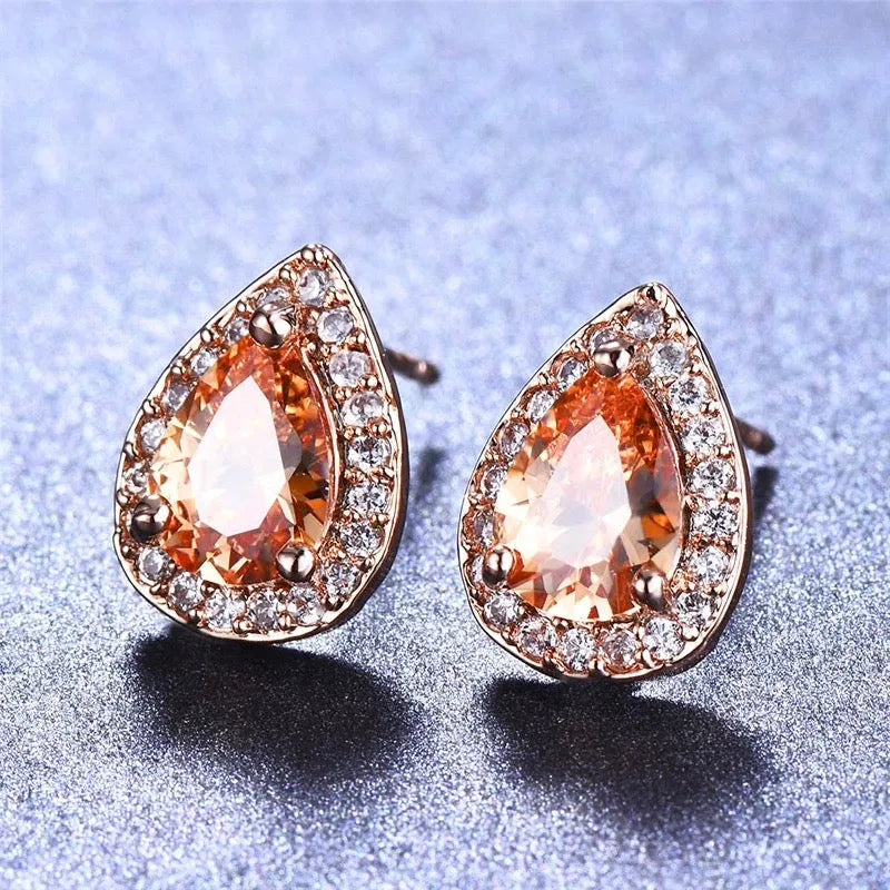 Wedding Jewelry - Rose Gold Bridal Earrings, Bridesmaids Gift