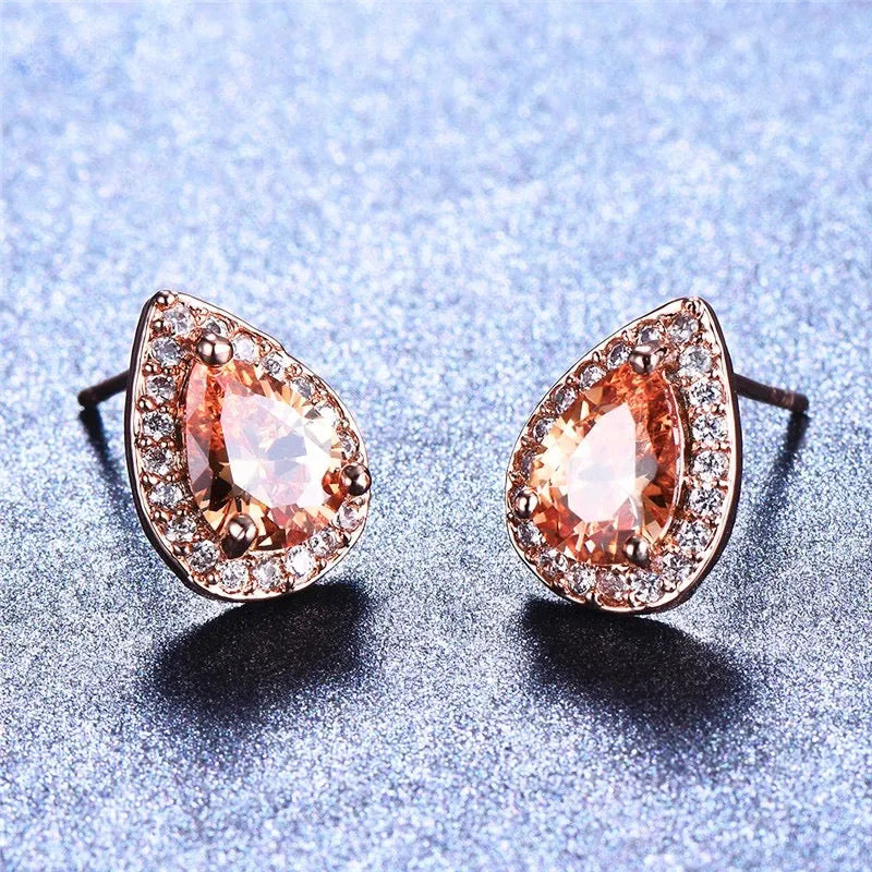 Wedding Jewelry - Rose Gold Bridal Earrings, Bridesmaids Gift