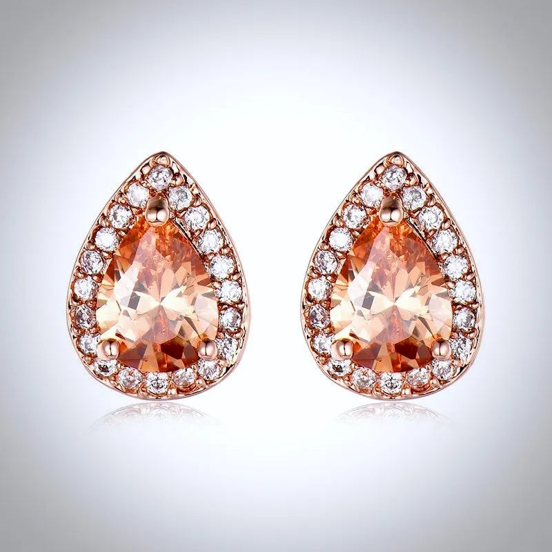 Bridal Party Gifts - Rose Gold Bridal Hair Comb With Matching Earrings