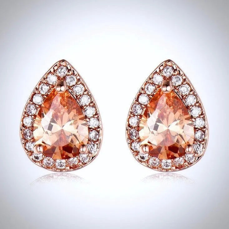Wedding Jewelry - Rose Gold Bridal Earrings, Bridesmaids Gift