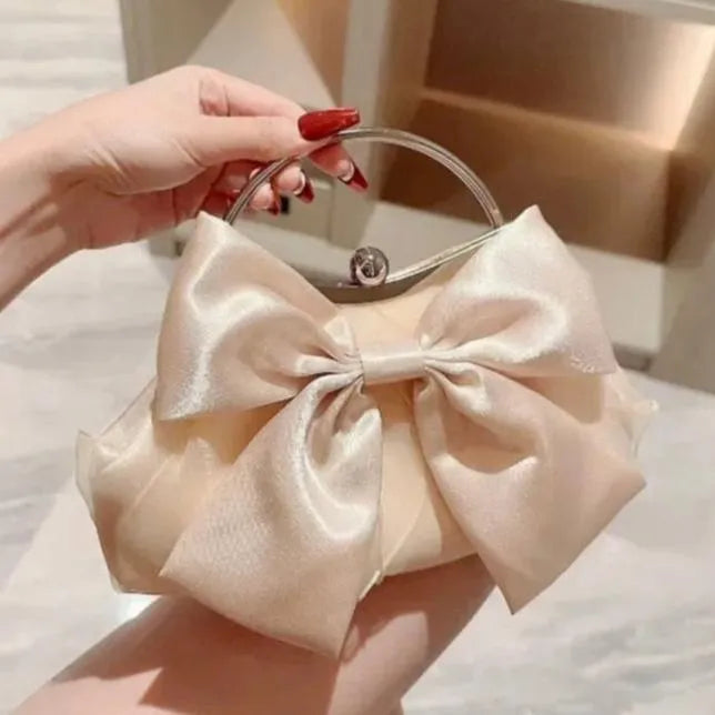 Zeina Satin Bow Bridal Clutch Elegant Wedding Purse – More Colors