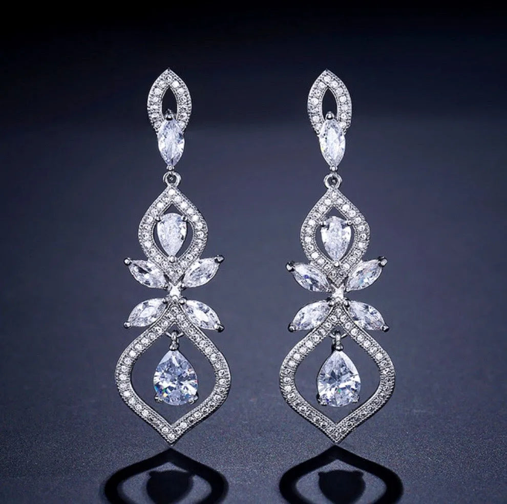Wedding Jewelry - Silver Cubic Zirconia Bridal Jewelry Set