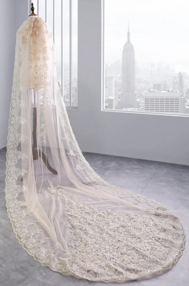 "Darya" - Lace Edge Cathedral Bridal Veil