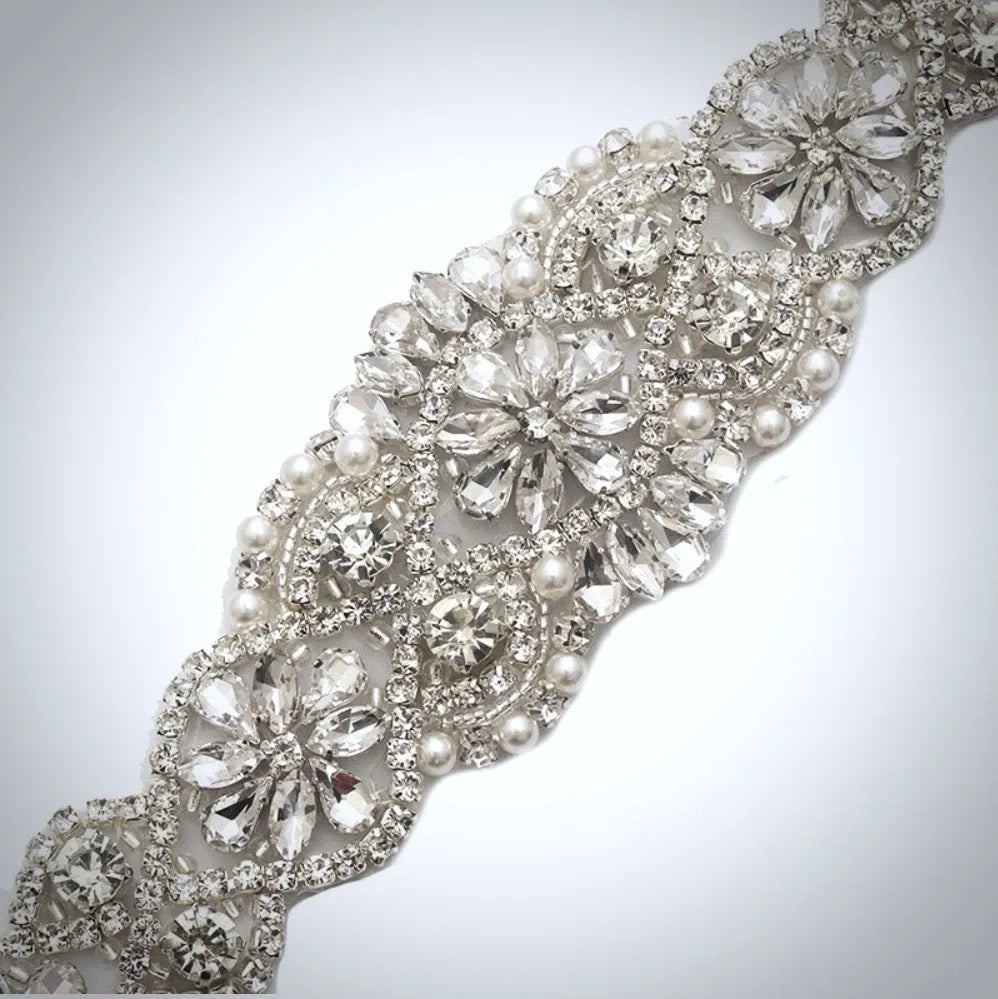 Wedding Accessories - Silver Crystal Bridal Belt/Sash