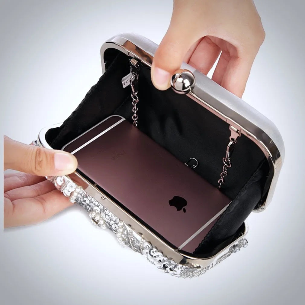 "Jaimee" - Silver Bridal Handbag Clutch