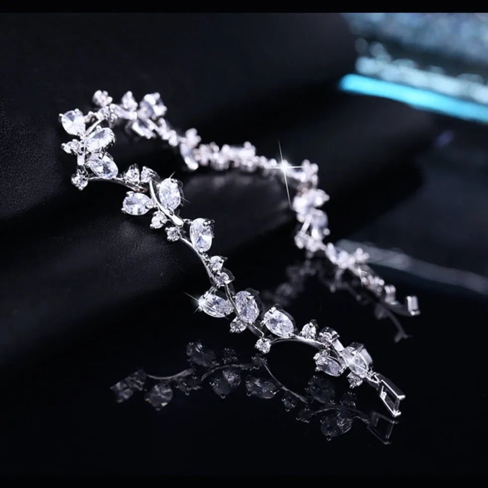 Wedding Jewelry - Cubic Zirconia Vine Bridal Bracelet - More colors available