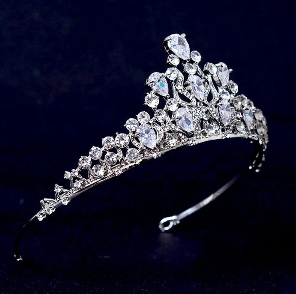 Wedding Hair Accessories - Silver Cubic Zirconia Bridal Tiara
