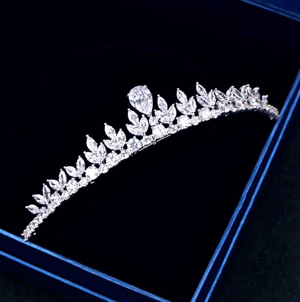 Wedding Jewelry - Silver Cubic Zirconia 3-Piece Bridal Jewelry Set With Tiara