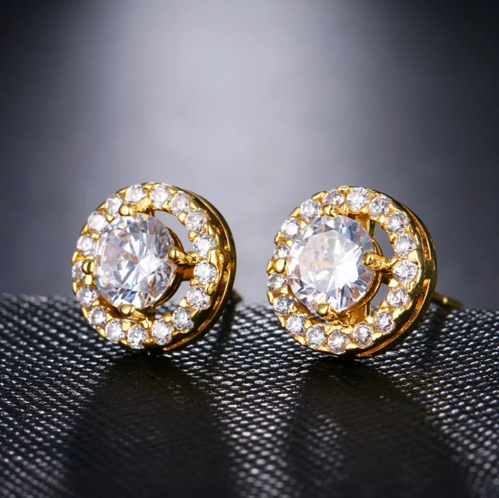 Wedding Jewelry - Cubic Zirconia Stud Earrings - Available in Rose Gold, Silver and Yellow Gold