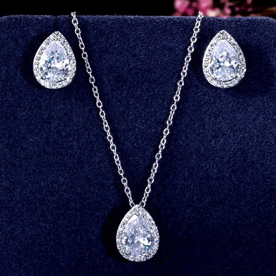 "Tina" - Cubic Zirconia Jewelry Set - Available in Silver, Rose Gold and Yellow Gold