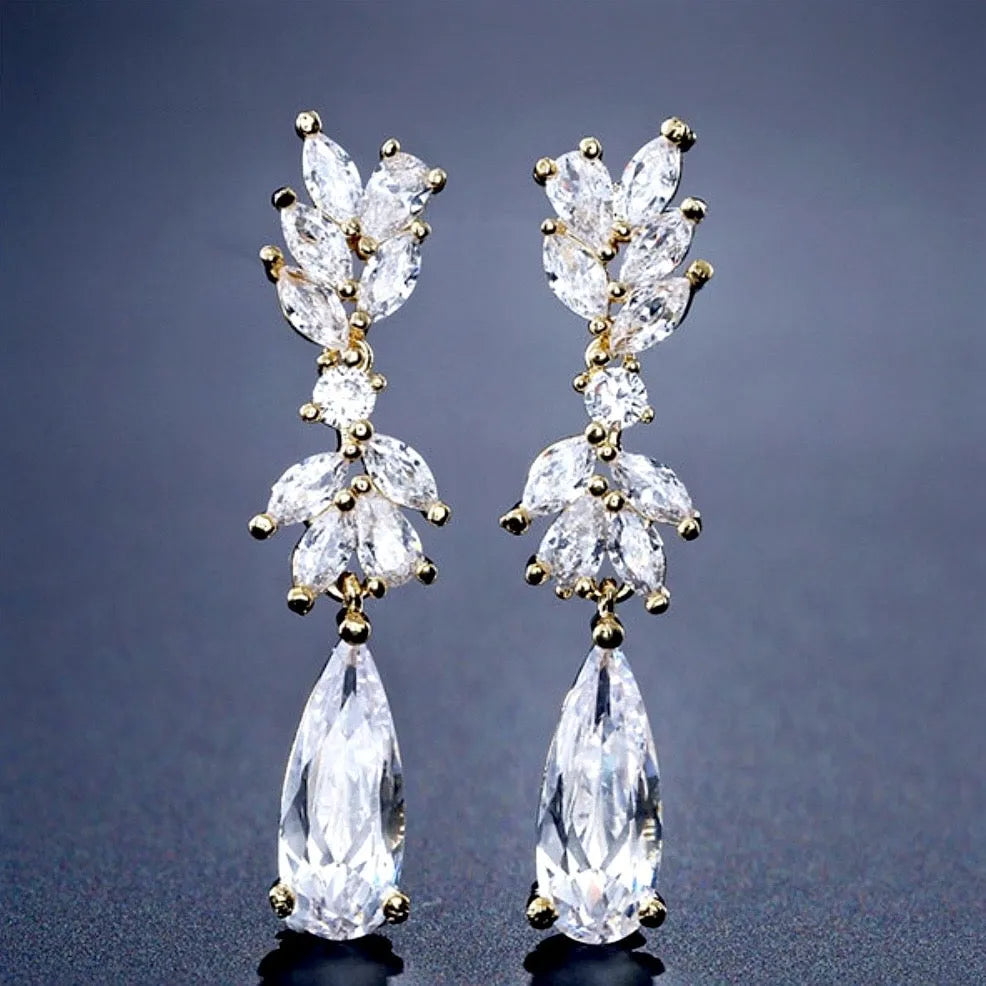Wedding Jewelry - Cubic Zirconia Bridal Earrings - Available in Rose Gold, Silver and Yellow Gold