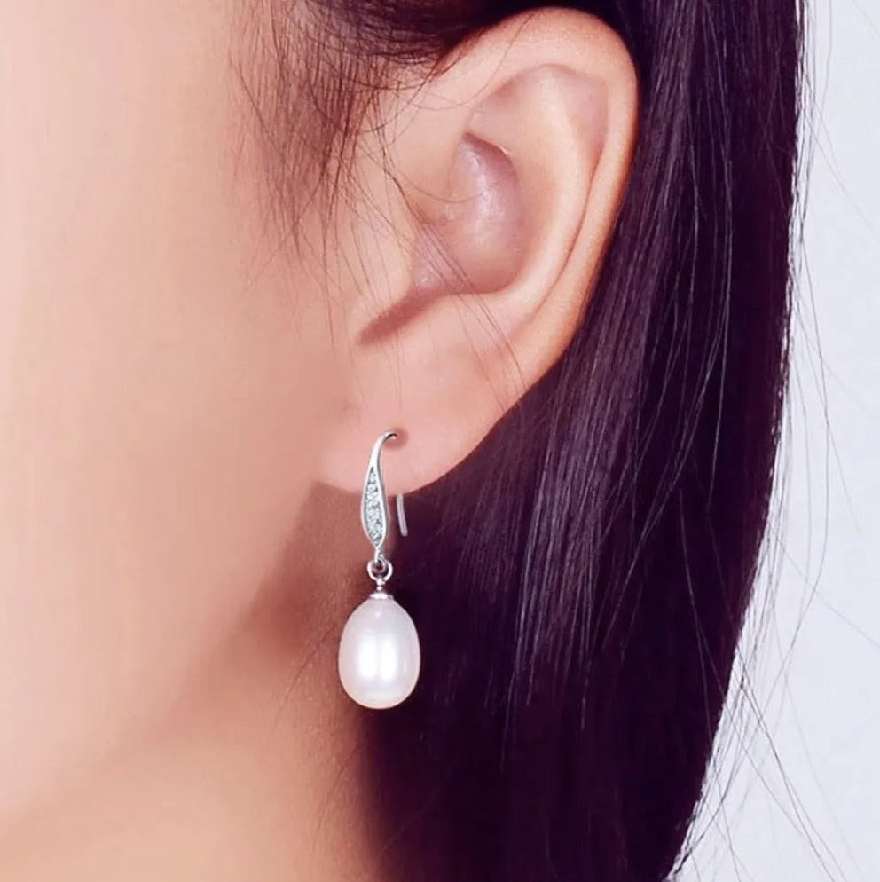 "Deana" - Sterling Silver and Natural Pearl Bridal Jewelry Set - More colors available