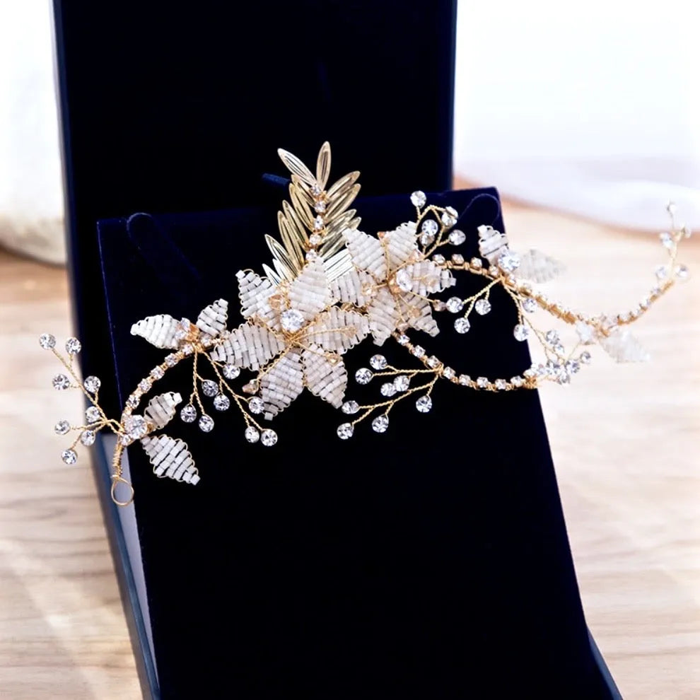 Wedding Hair Accessories - Gold Pearl Bridal Hair Vine