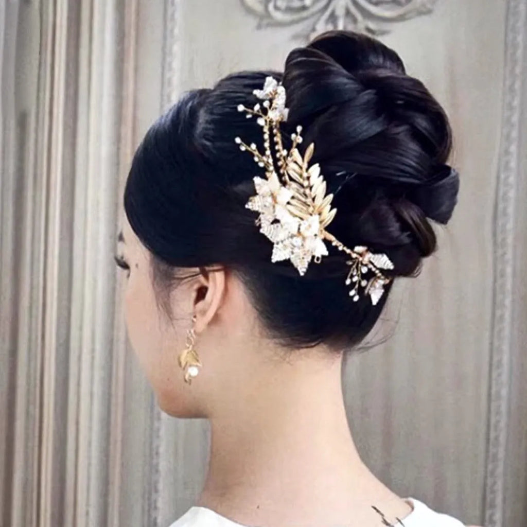 Wedding Hair Accessories - Gold Pearl Bridal Hair Vine