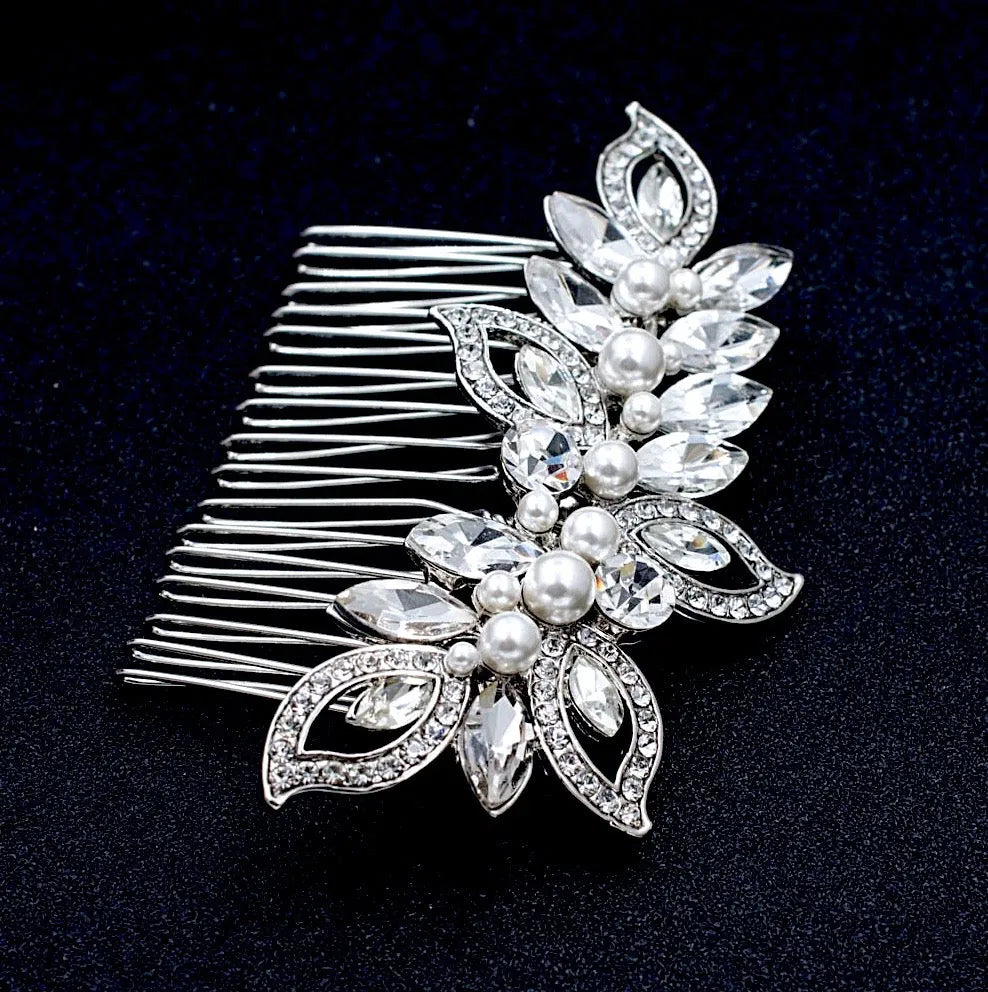 Wedding Hair Accessories - Pearl and Crystal Bridal Hair Comb - Available in Rose Gold and Silver