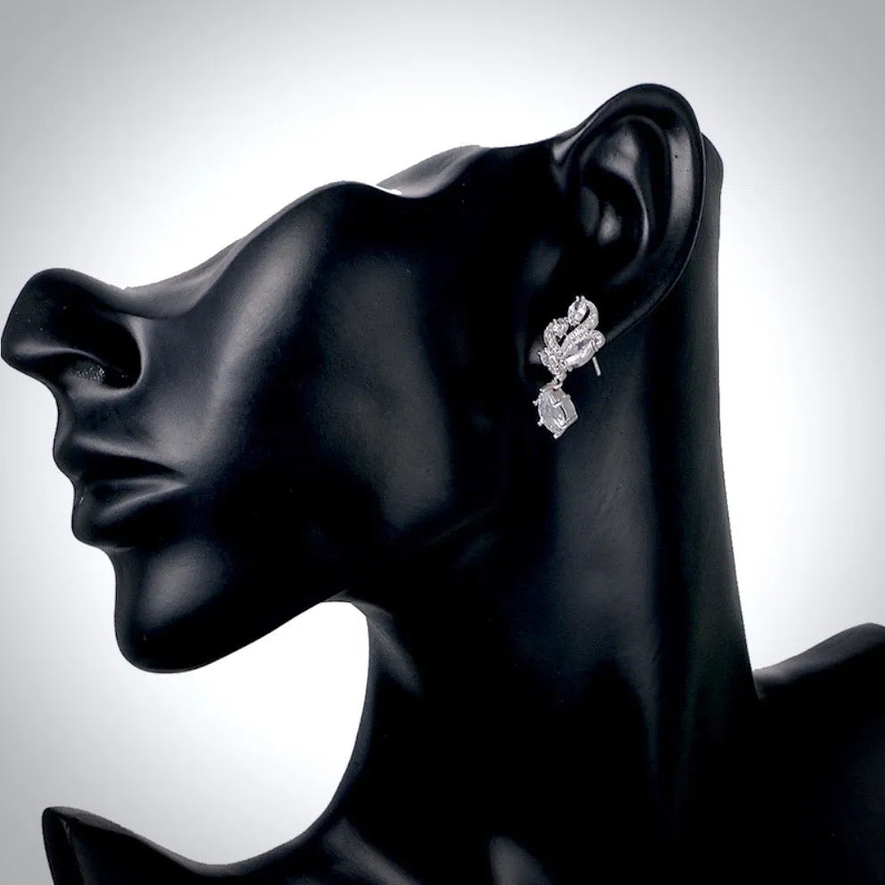 Wedding Jewelry - Cubic Zirconia Bridal Necklace and Earrings Set - Available in Silver and Rose Gold