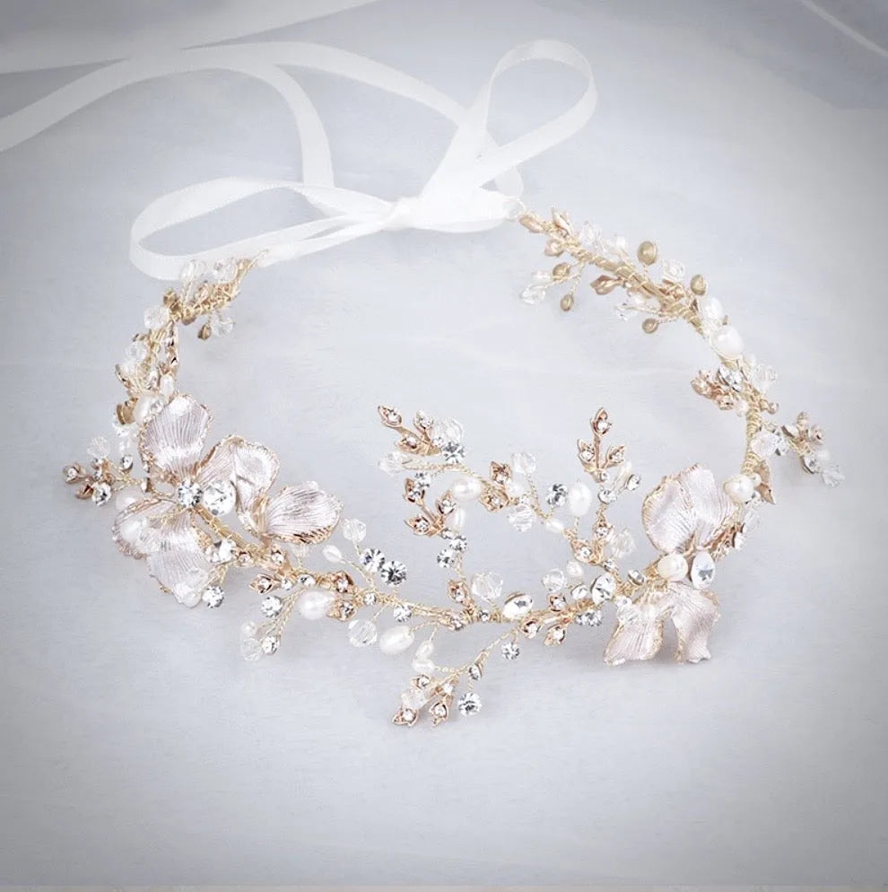 Wedding Hair Accessories - Pearl and Crystal Bridal Headband - Available in Gold and Silver