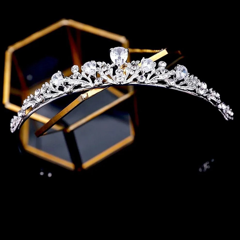 Wedding Jewelry and Accessories - Silver Cubic Zirconia 3-Piece Bridal Jewelry Set With Tiara