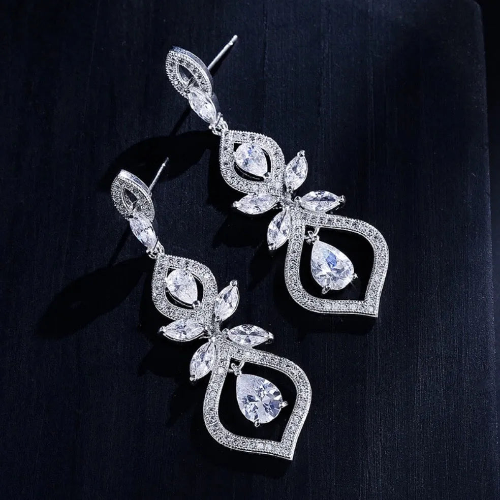 Wedding Jewelry - Silver Cubic Zirconia Bridal Jewelry Set