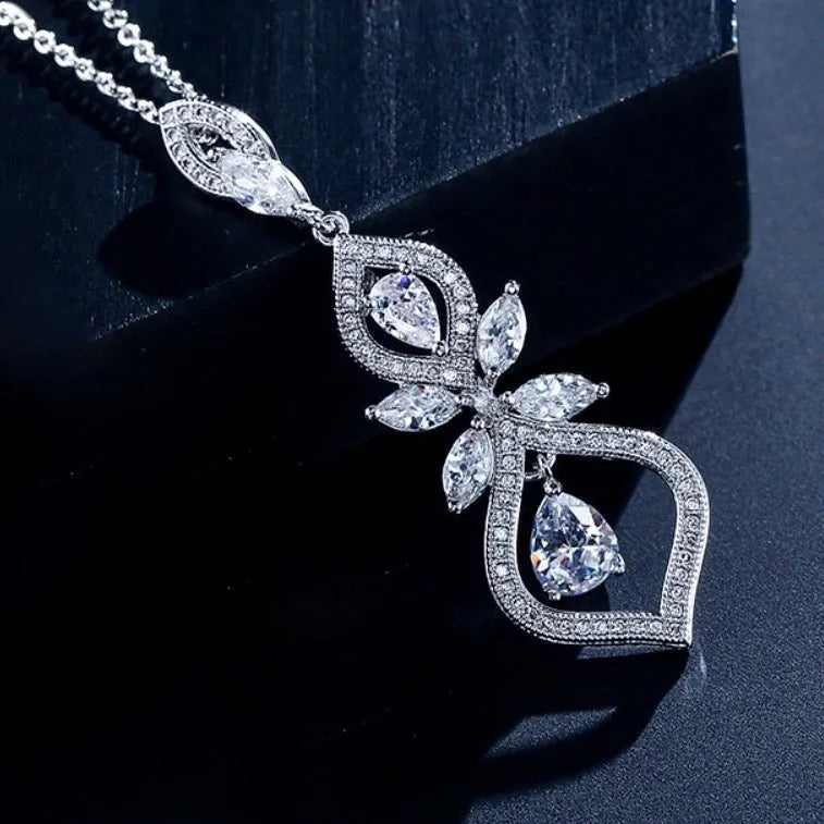 Wedding Jewelry - Silver Cubic Zirconia Bridal Jewelry Set
