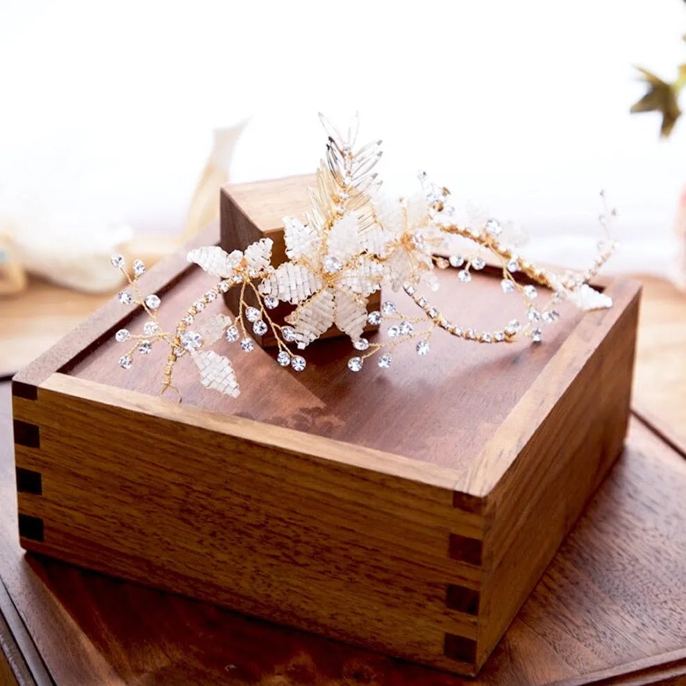 Wedding Hair Accessories - Gold Pearl Bridal Hair Vine