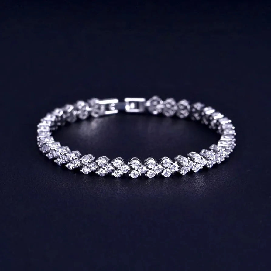 Wedding Jewelry - Silver Cubic Zirconia Bridal Three-Piece Jewelry Set