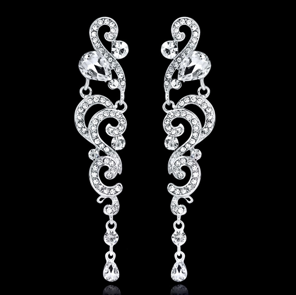 Wedding Jewelry - Long Rhinestone Bridal Earrings 'Daylenn'