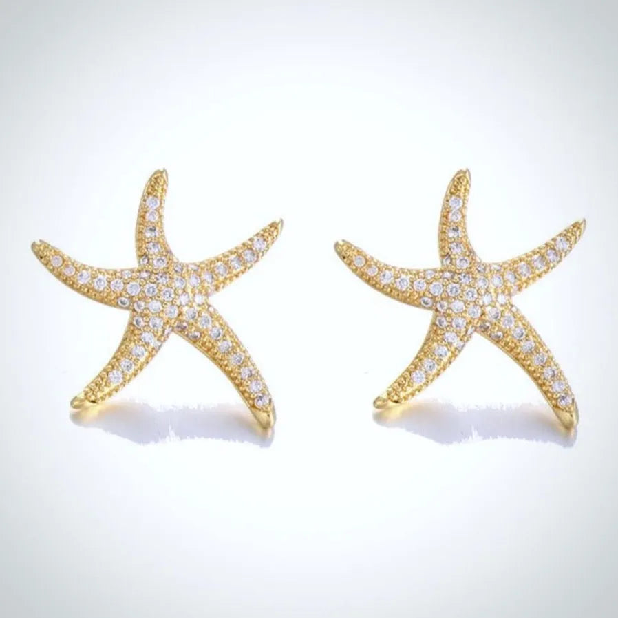 Wedding Jewelry - Pearl and Crystal Sea Star Bridal Earrings