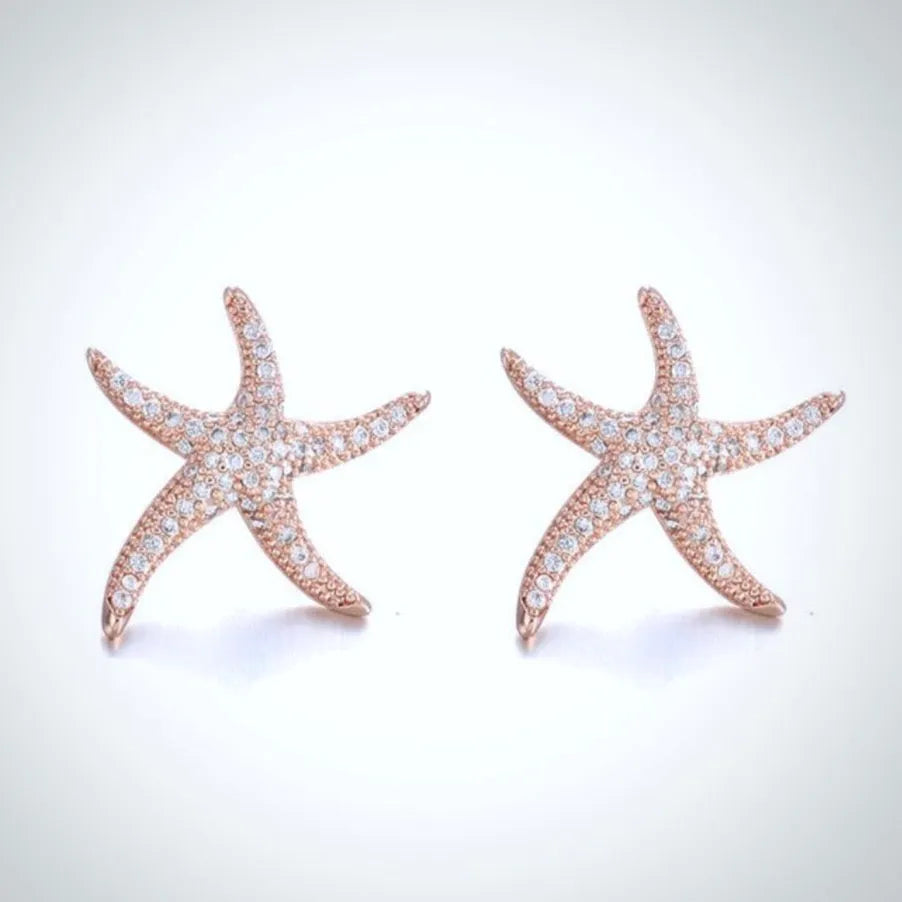 Wedding Jewelry - Pearl and Crystal Sea Star Bridal Earrings