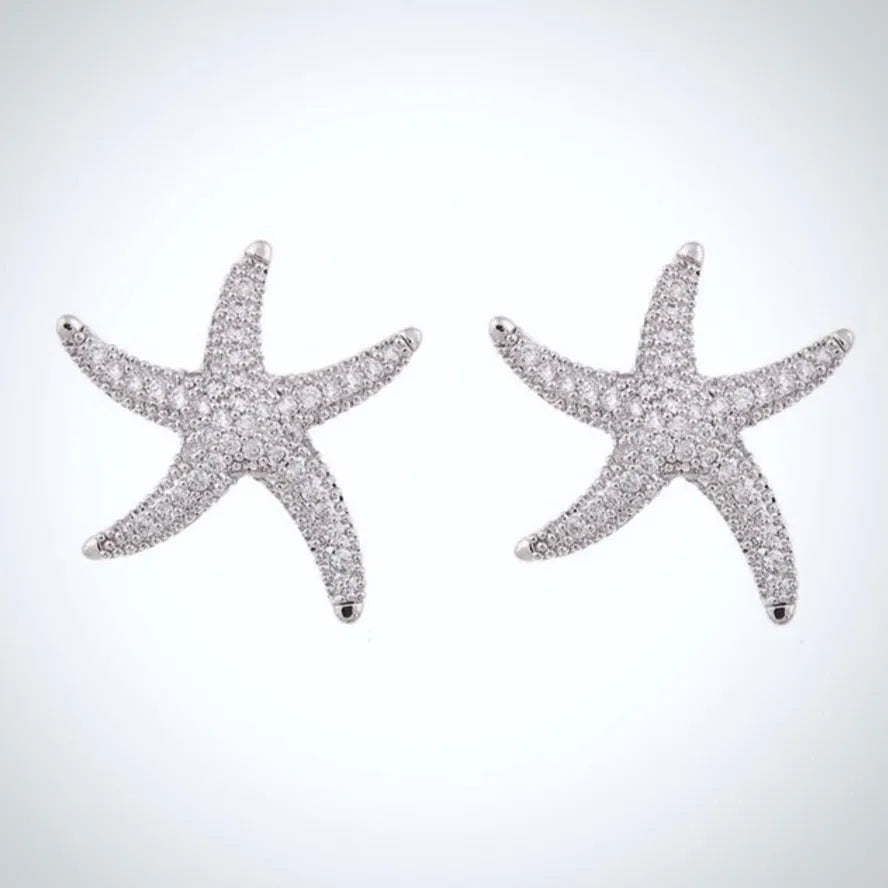 Wedding Jewelry - Pearl and Crystal Sea Star Bridal Earrings