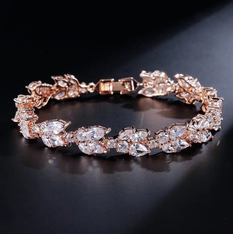 Wedding Jewelry - Cubic Zirconia Bridal Bracelet - Available in Silver, Rose Gold and Yellow Gold