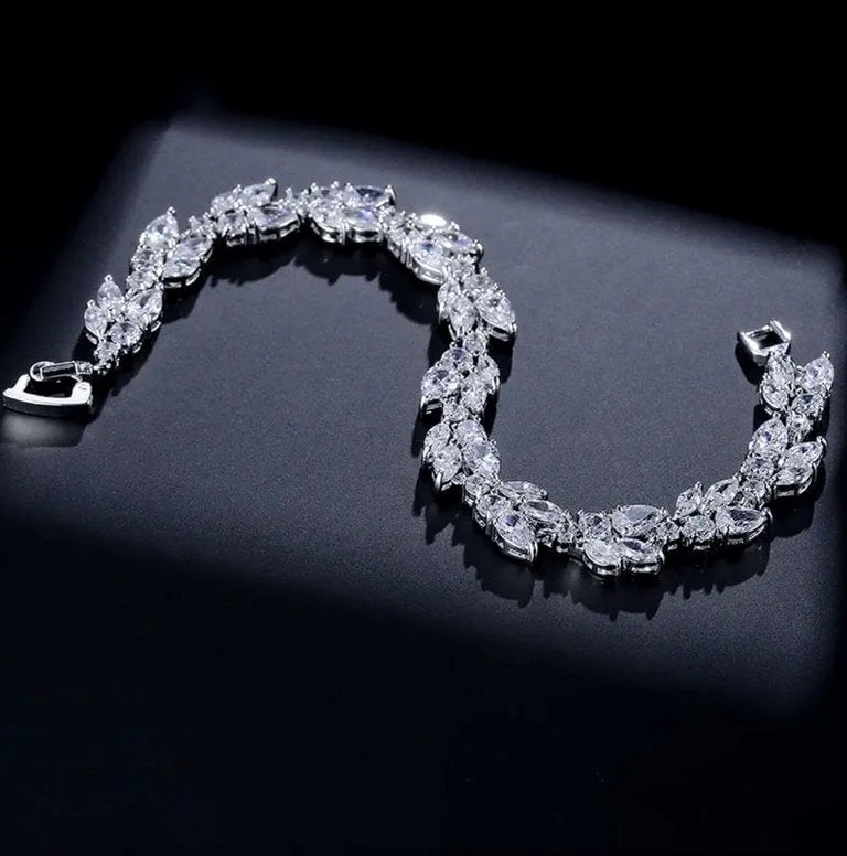 Wedding Jewelry - Cubic Zirconia Bridal Bracelet - Available in Silver, Rose Gold and Yellow Gold