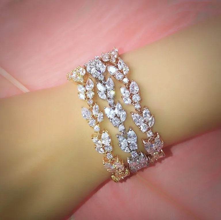 Wedding Jewelry - Cubic Zirconia Bridal Bracelet - Available in Silver, Rose Gold and Yellow Gold