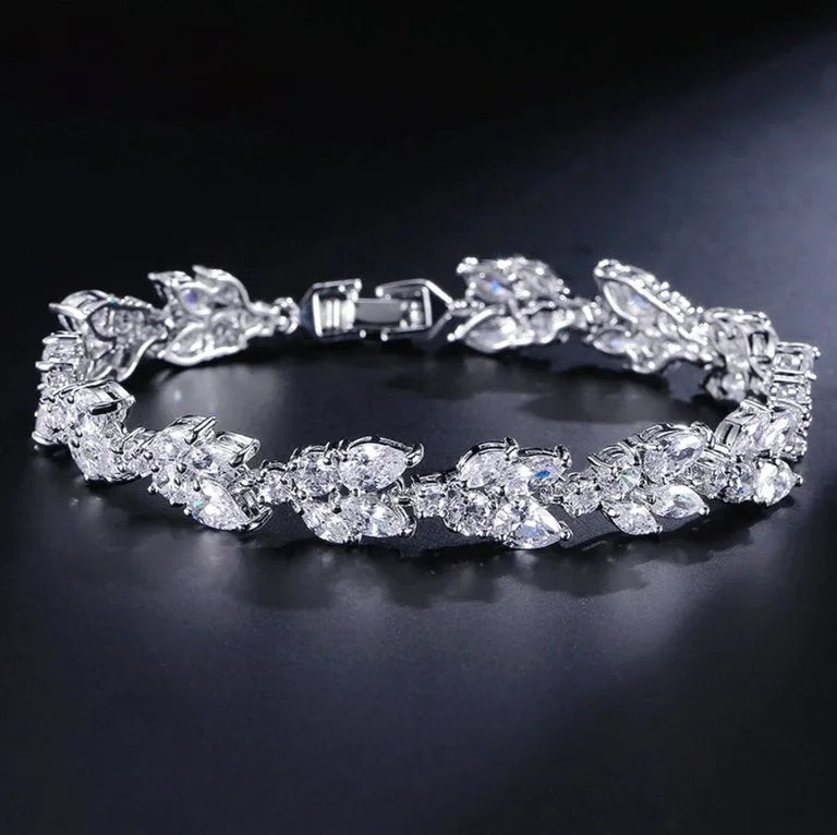 Emera Cubic Zirconia Bridal Bracelet Available in Silver, Rose Gold and  Yellow Gold
