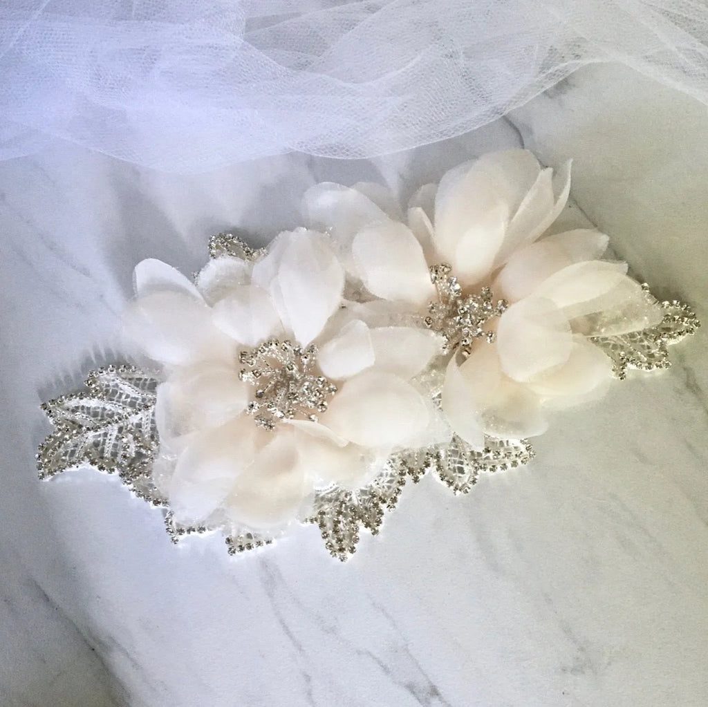 Wedding Accessories - Silk Flowers Crystal Bridal Belt/Sash