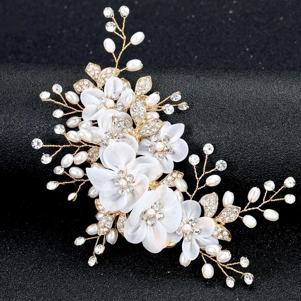 Wedding Hair Accessories - Silk Flowers Bridal Hair Clip - Available in Silver and Gold 