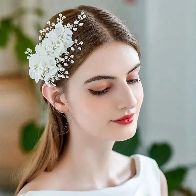 Wedding Hair Accessories - Silk Flowers Bridal Hair Clip - Available in Silver and Gold 