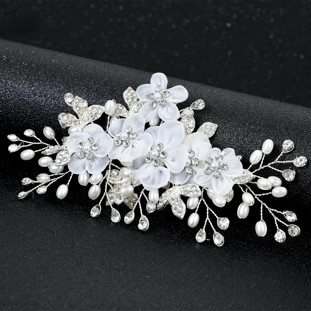 Wedding Hair Accessories - Silk Flowers Bridal Hair Clip - Available in Silver and Gold 