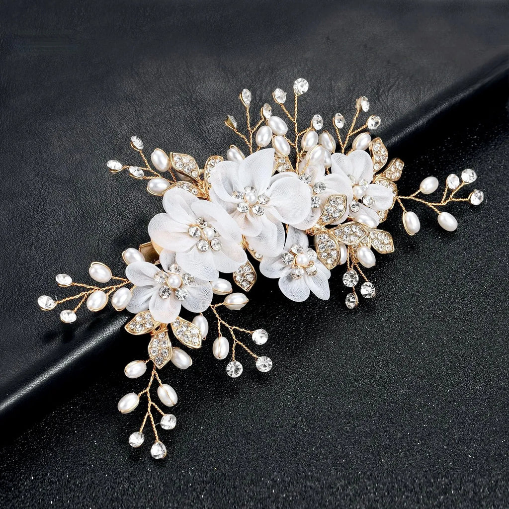 Wedding Hair Accessories - Silk Flowers Bridal Hair Clip - Available in Silver and Gold 