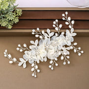 Wedding Accessories Silk Flowers Bridal Hair Clip - Silver  display picture 3