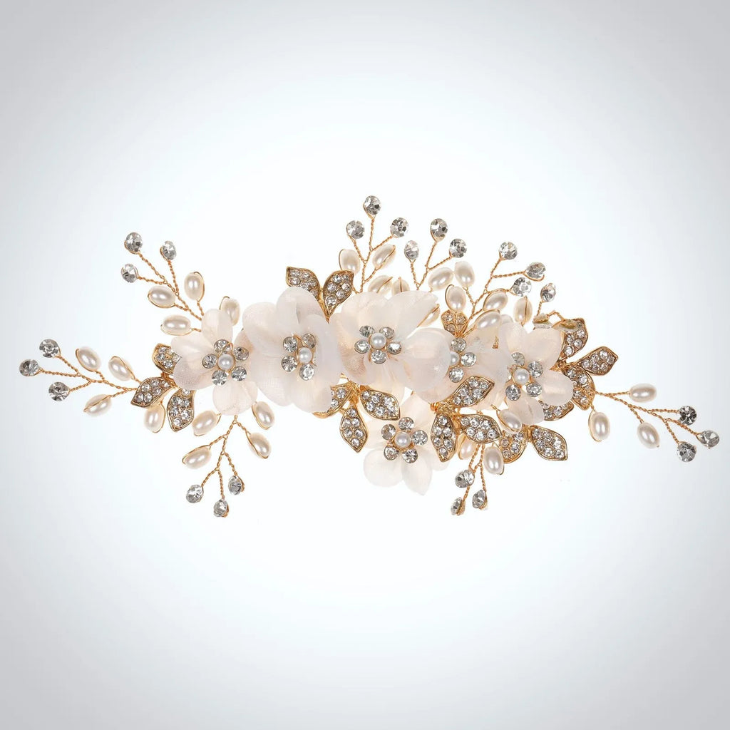 Wedding Hair Accessories - Silk Flowers Bridal Hair Clip - Available in Silver and Gold 