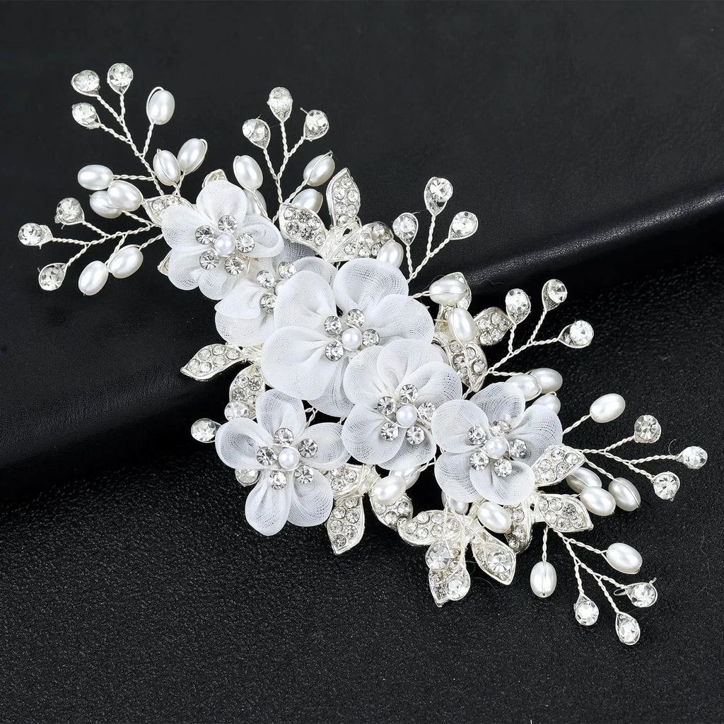 Wedding Hair Accessories - Silk Flowers Bridal Hair Clip - Available in Silver and Gold 