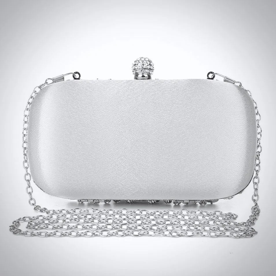 silver dress purse COAIMANEY Womens Y2k Sparkly Silver Handbag with Bead Chain, Metallic Clutch Satchel Leather Shoulder Bag Purse for Wedding Party Prom: Handbags: Amazon.com