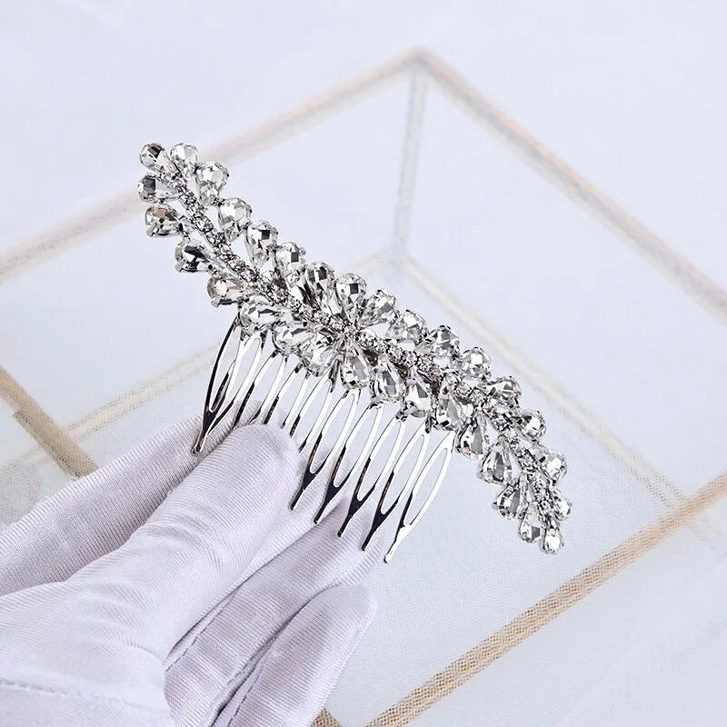 Wedding Hair Accessories - Silver Austrian Crystal Bridal Hair Comb