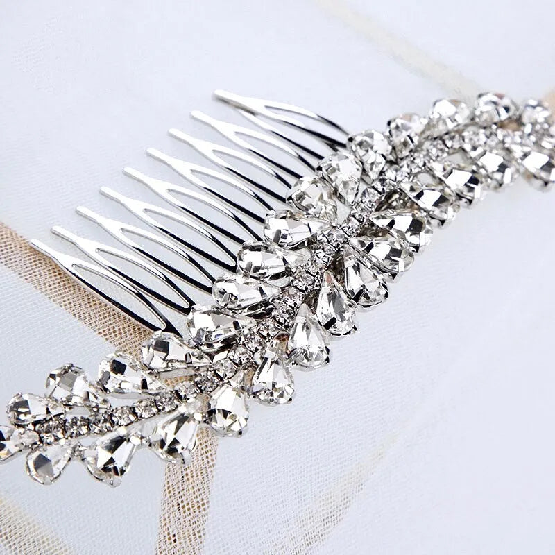 Wedding Hair Accessories - Silver Austrian Crystal Bridal Hair Comb